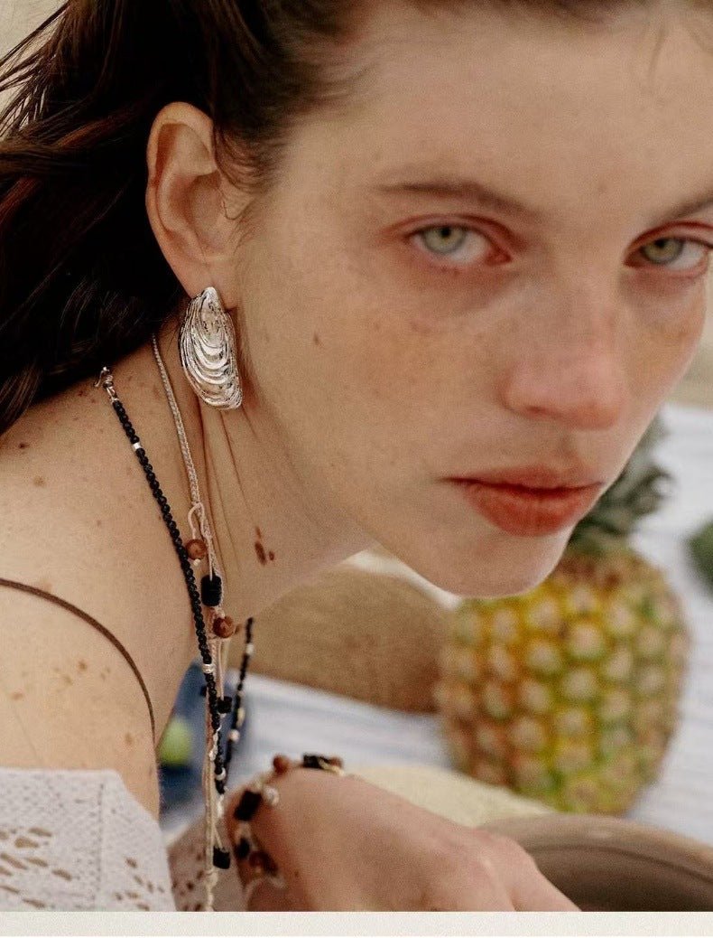 Shell - Inspired Textured Metal Earrings - floysun