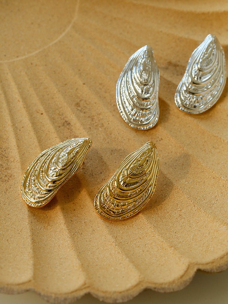 Shell - Inspired Textured Metal Earrings - floysun