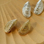 Shell - Inspired Textured Metal Earrings - floysun
