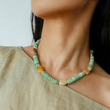 Shell & Picture Stone Beaded Necklace – Coastal Green Boho Chic - floysun