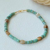 Shell & Picture Stone Beaded Necklace – Coastal Green Boho Chic - floysun