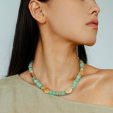 Shell & Picture Stone Beaded Necklace – Coastal Green Boho Chic - floysun