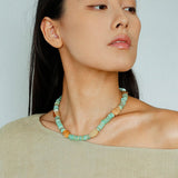 Shell & Picture Stone Beaded Necklace – Coastal Green Boho Chic - floysun