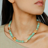Shell & Picture Stone Beaded Necklace – Coastal Green Boho Chic - floysun