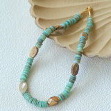 Shell & Picture Stone Beaded Necklace – Coastal Green Boho Chic - floysun