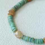 Shell & Picture Stone Beaded Necklace – Coastal Green Boho Chic - floysun