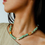 Shell & Picture Stone Beaded Necklace – Coastal Green Boho Chic - floysun