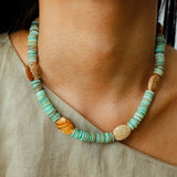 Shell & Picture Stone Beaded Necklace – Coastal Green Boho Chic - floysun