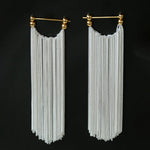 Shining Galaxy Waterfall Long Tassel Silver Earrings - floysun