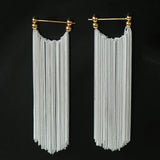 Shining Galaxy Waterfall Long Tassel Silver Earrings - floysun