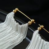 Shining Galaxy Waterfall Long Tassel Silver Earrings - floysun