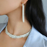 Shining Galaxy Waterfall Long Tassel Silver Earrings - floysun