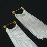 Shining Galaxy Waterfall Long Tassel Silver Earrings - floysun