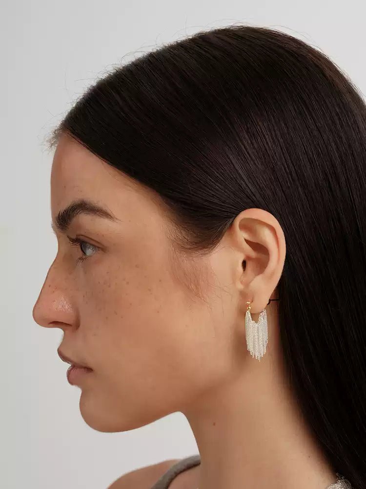 Shining Galaxy Waterfall Short Tassels Earrings - floysun