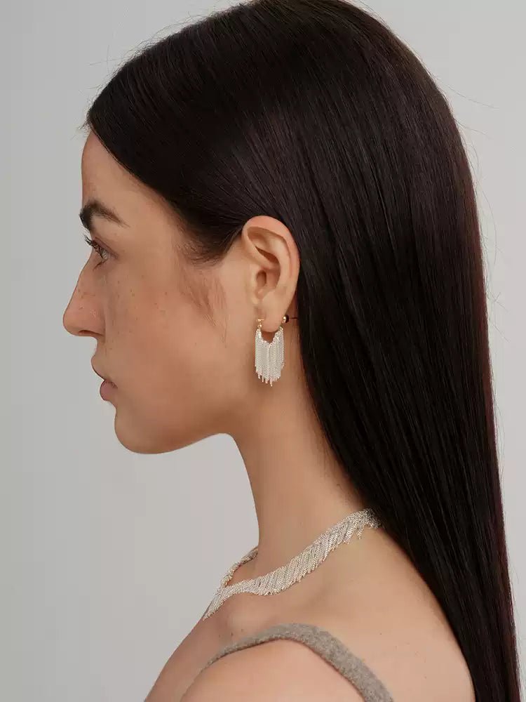 Shining Galaxy Waterfall Short Tassels Earrings - floysun