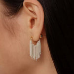 Shining Galaxy Waterfall Short Tassels Earrings - floysun