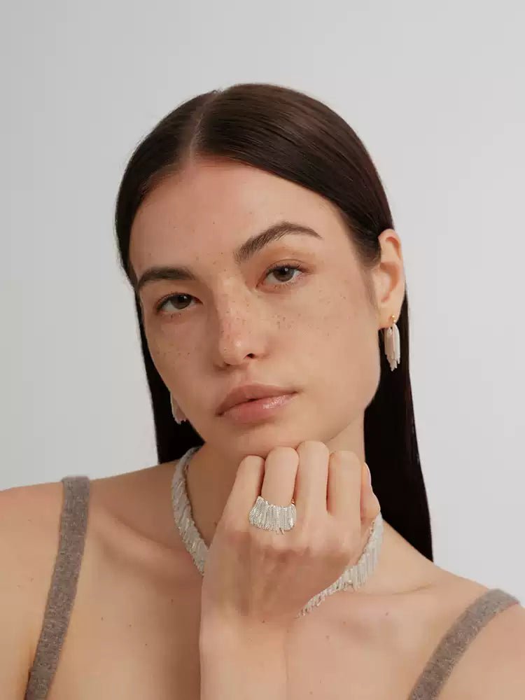 Shining Galaxy Waterfall Tassel Ring - floysun