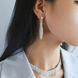 Shining Galaxy Waterfall Tassel Silver Drop Hoop Earrings - floysun
