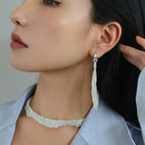 Shining Galaxy Waterfall Tassel Silver Drop Hoop Earrings - floysun