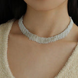 Shining Galaxy Waterfall Tassel Silver Necklace - floysun