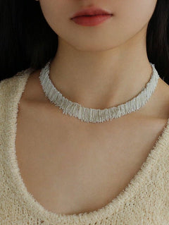 Shining Galaxy Waterfall Tassel Silver Necklace - floysun