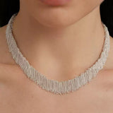 Shining Galaxy Waterfall Tassel Silver Necklace - floysun