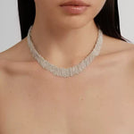 Shining Galaxy Waterfall Tassel Silver Necklace - floysun
