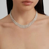 Shining Galaxy Waterfall Tassel Silver Necklace - floysun