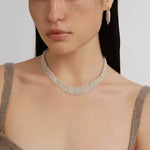 Shining Galaxy Waterfall Tassel Silver Necklace - floysun