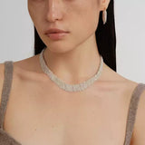 Shining Galaxy Waterfall Tassel Silver Necklace - floysun