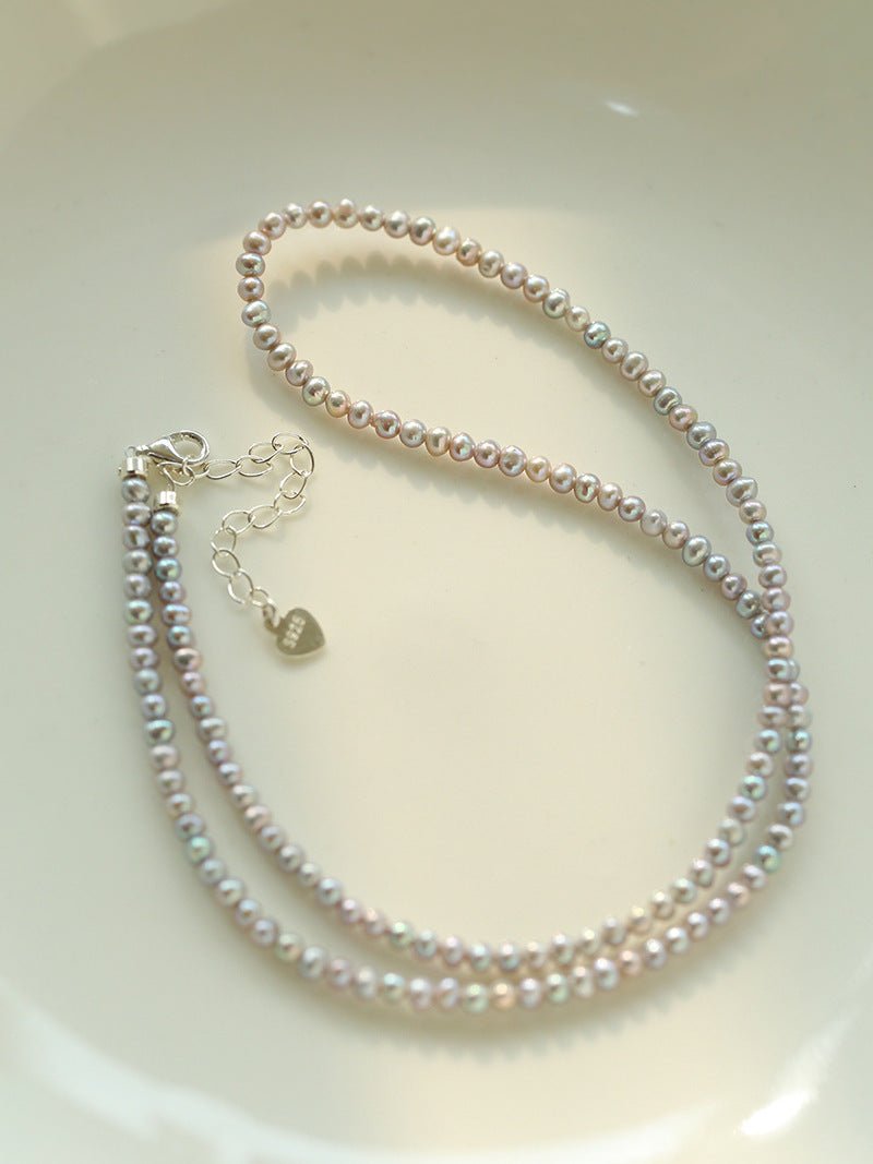 Silver Gray Mini Freshwater Pearl Necklace - floysun