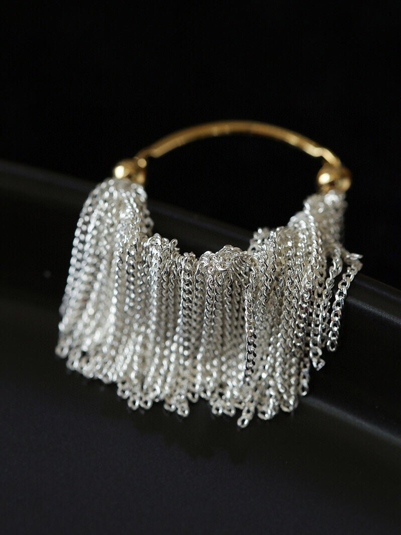 Silver Shining Galaxy Waterfall Tassel Ring - floysun