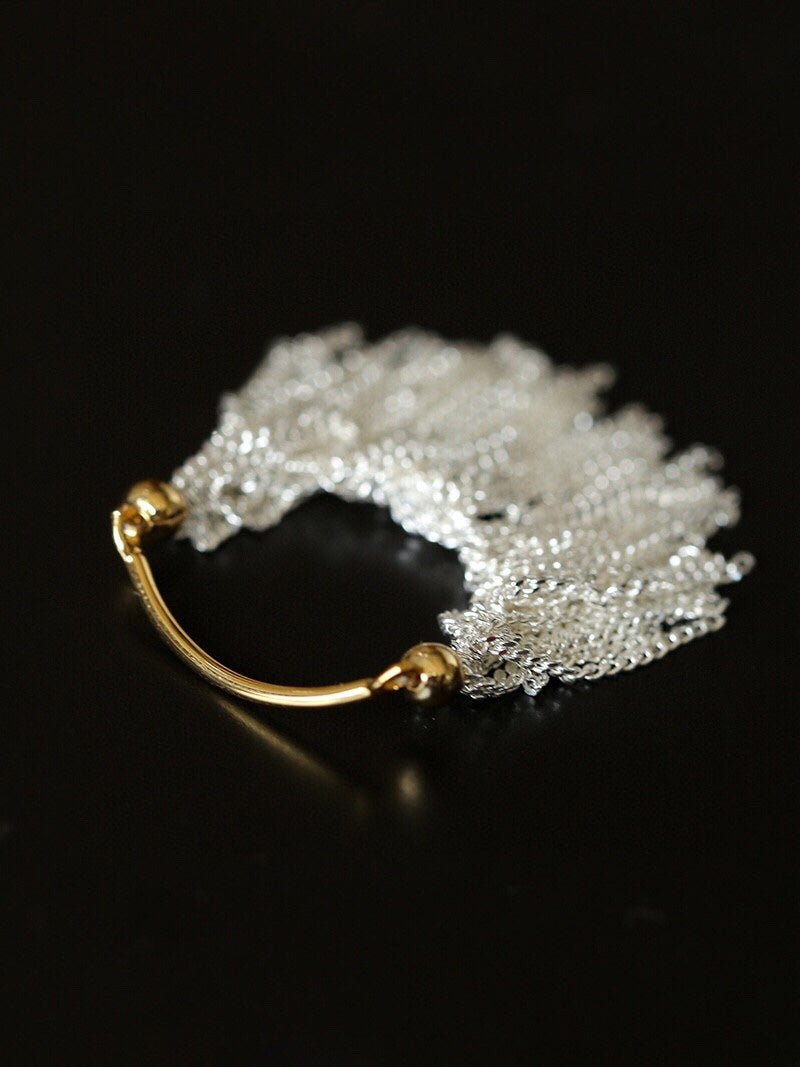 Silver Shining Galaxy Waterfall Tassel Ring - floysun