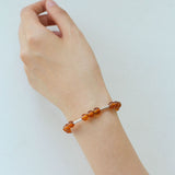 Silver Tube Red Elastic Beaded Bracelet with Garnet & Blue Aventurine - floysun