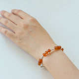 Silver Tube Red Elastic Beaded Bracelet with Garnet & Blue Aventurine - floysun