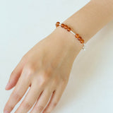 Silver Tube Red Elastic Beaded Bracelet with Garnet & Blue Aventurine - floysun