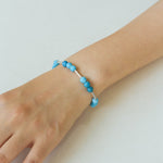 Silver Tube Red Elastic Beaded Bracelet with Garnet & Blue Aventurine - floysun