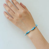 Silver Tube Red Elastic Beaded Bracelet with Garnet & Blue Aventurine - floysun