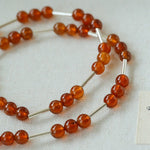 Silver Tube Red Elastic Beaded Necklace with Garnet & Blue Aventurine - floysun