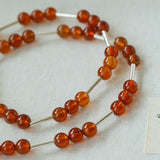 Silver Tube Red Elastic Beaded Necklace with Garnet & Blue Aventurine - floysun