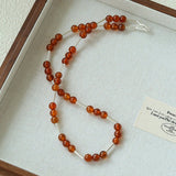 Silver Tube Red Elastic Beaded Necklace with Garnet & Blue Aventurine - floysun