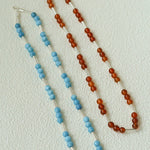 Silver Tube Red Elastic Beaded Necklace with Garnet & Blue Aventurine - floysun