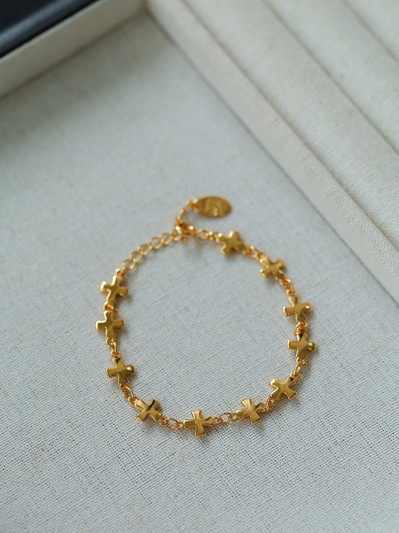 Simple Cross Bracelet Gold Silver - floysun