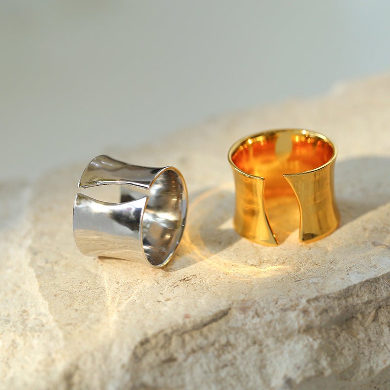 Simple Glossy Wide Open Ring - floysun