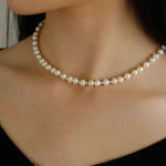 Simple Mini Pearl Silver Bead Necklace - floysun