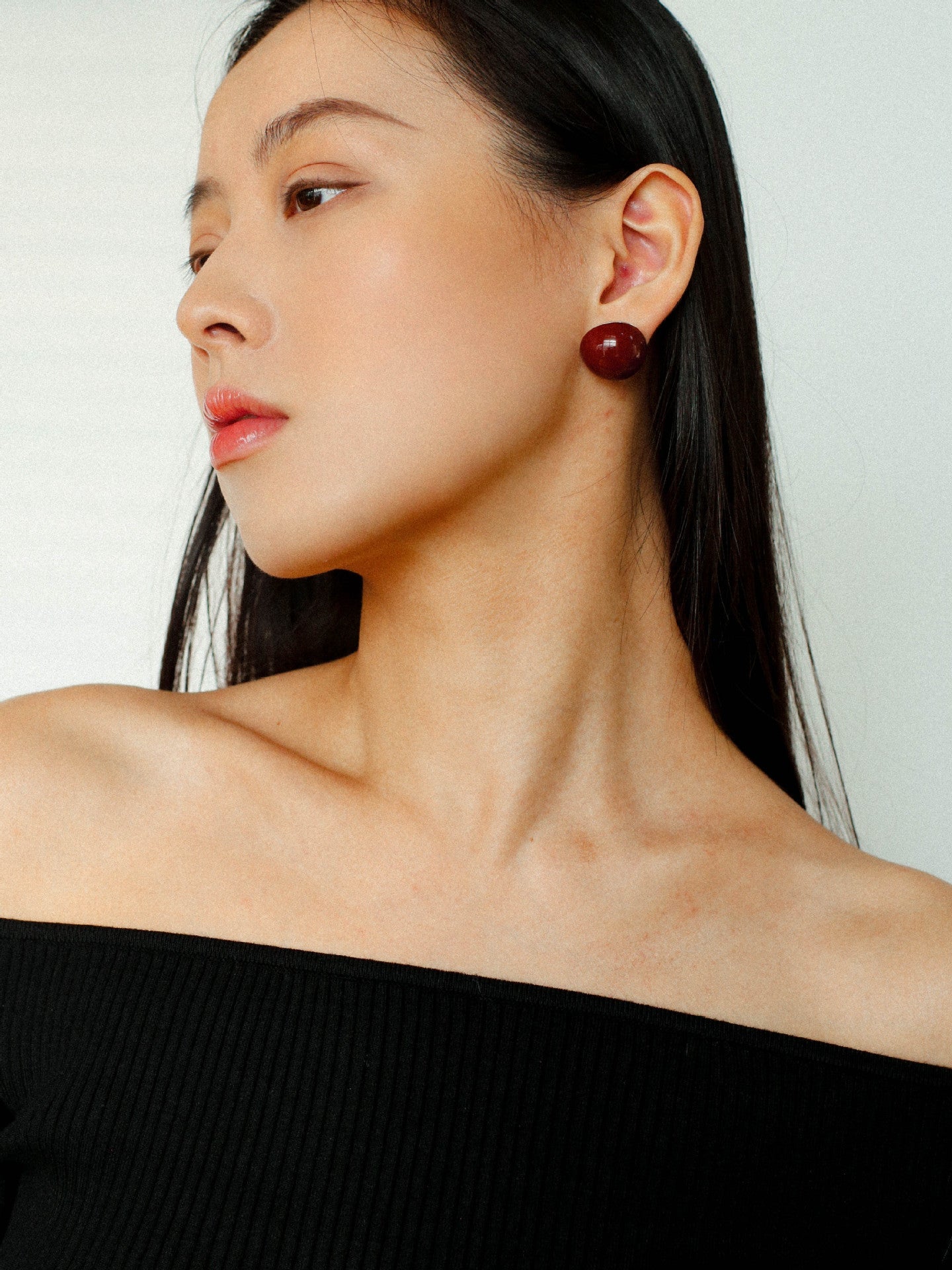 Simple Niche Semi - round Ball Enamel Glaze Stud Earrings - floysun