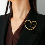 Simple Personality Line Heart Shaped Brooch - floysun