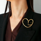 Simple Personality Line Heart Shaped Brooch - floysun