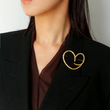 Simple Personality Line Heart Shaped Brooch - floysun