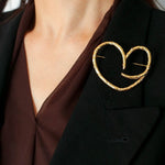 Simple Personality Line Heart Shaped Brooch - floysun